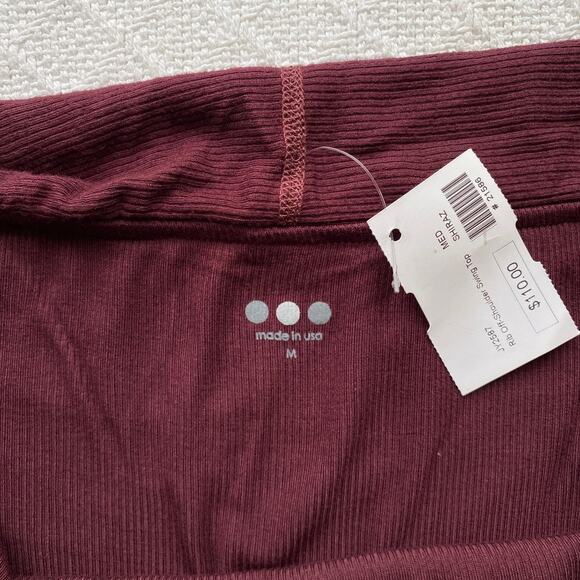 NWT Three Dots Ribbed Off-Shoulder Swing Top Shiraz Burgundy Long Sleeve Medium - Picture 4 of 5